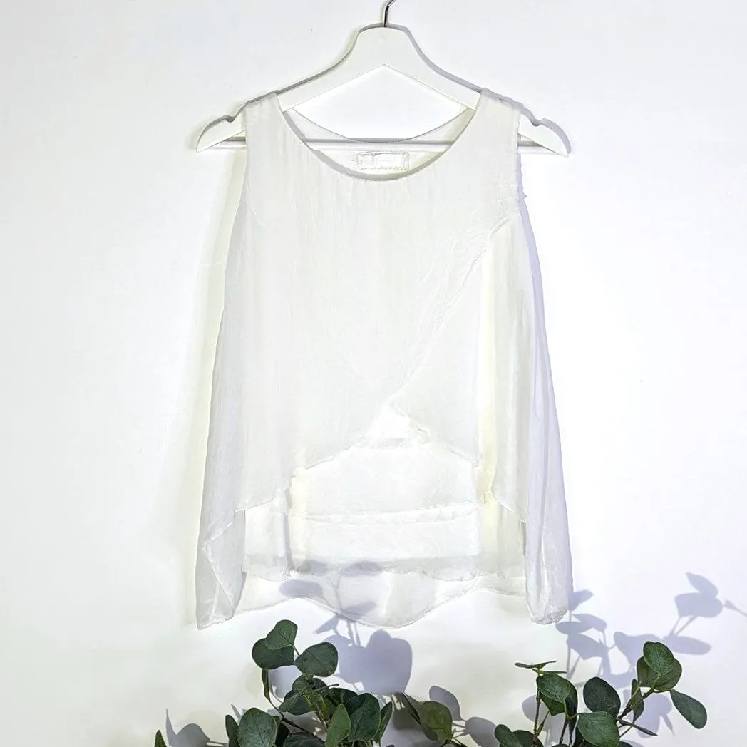 Cute 100% silk crossover top (S-M)