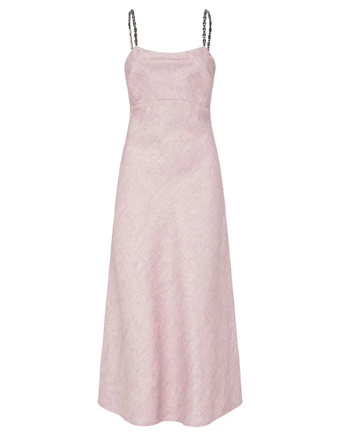 Ingrid Slip Dress Pink/Metallic - Australian Made