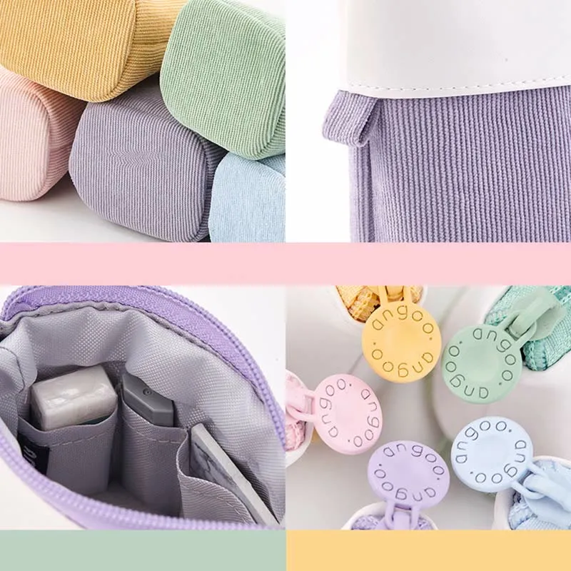 Pencil Case for Student Corduroy Pull-Down Telescopic Simple Pen Bag