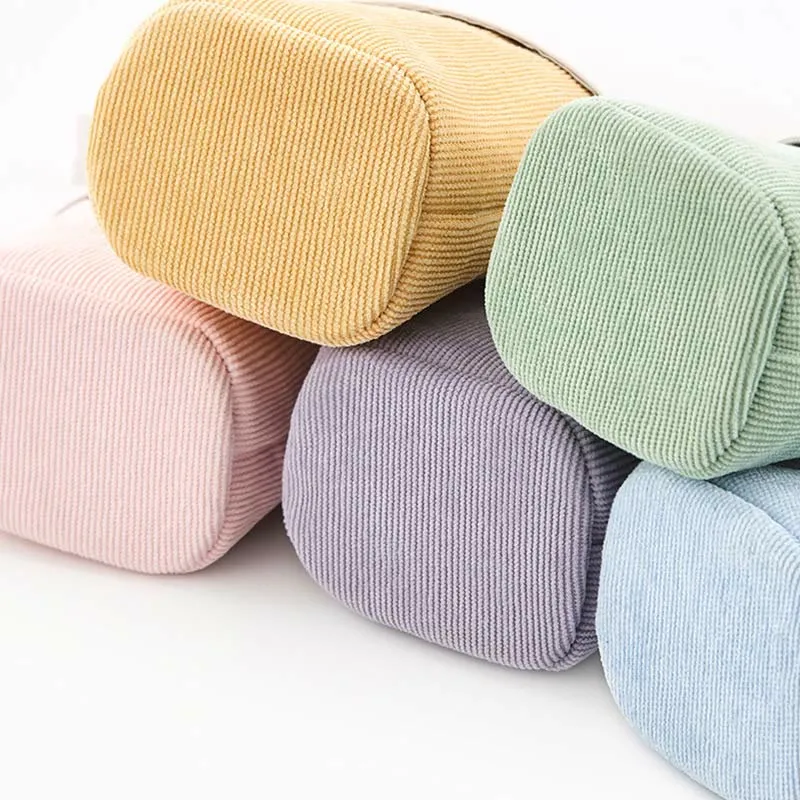Pencil Case for Student Corduroy Pull-Down Telescopic Simple Pen Bag