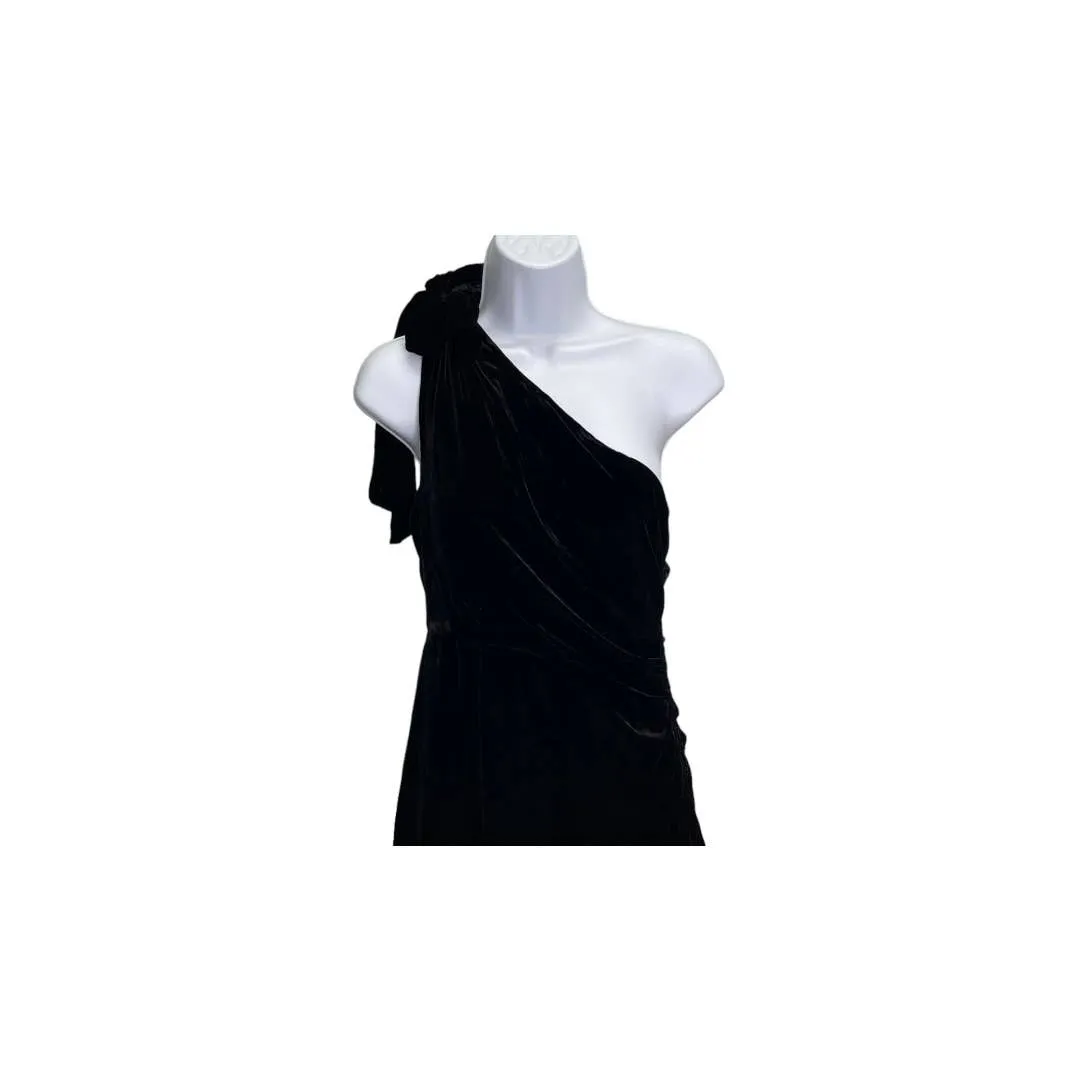 Ulla Johnson Elisa One Shoulder Velvet Midi Dress Size 4 Black