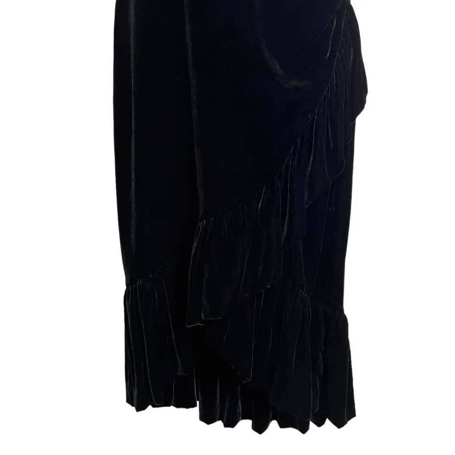 Ulla Johnson Elisa One Shoulder Velvet Midi Dress Size 4 Black